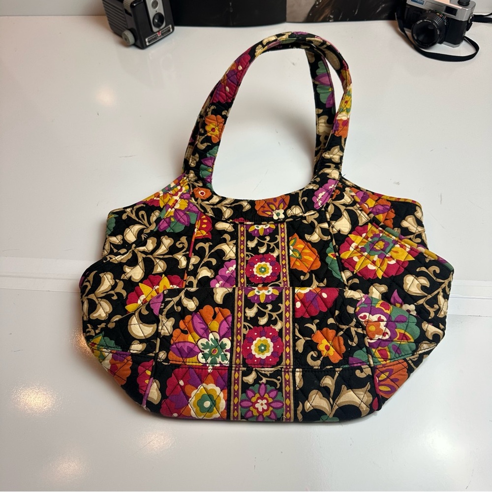 Vera Bradley Black and Multicolor Floral Shoulder Bag - Picture 2 of 9